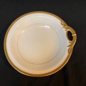 Haviland France Limoges one handle shallow bowl gold guild detail  6.25” antique